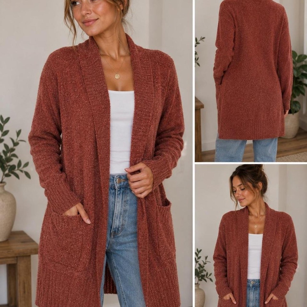 Maurice's Rust Brown Open-Front Cardigan — Size Large